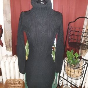 Cable knit sweater dress.